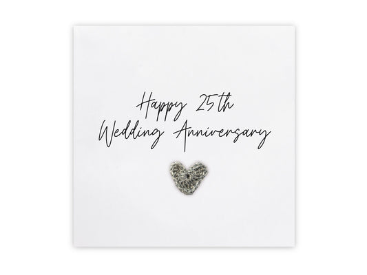 25th Silver Anniversary Card, Golden Wedding Anniversary,Silver, Happy 25th Wedding Card, Card For Friends  Couple, Parents