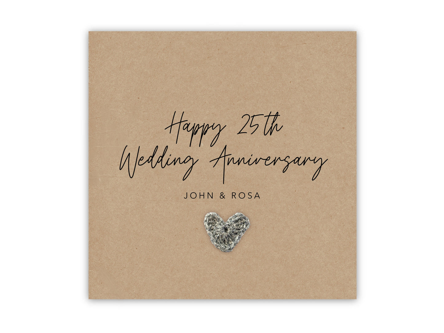 25th Silver Anniversary Card, Golden Wedding Anniversary,Silver, Happy 25th Wedding Card, Card For Friends  Couple, Parents